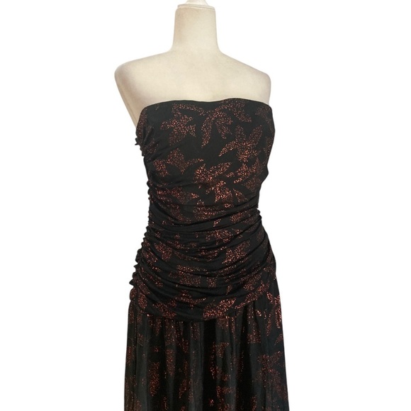 Costantino Strapless Cocktail Dress Shimmer Metallic Midi Made in Italy - Picture 7 of 13